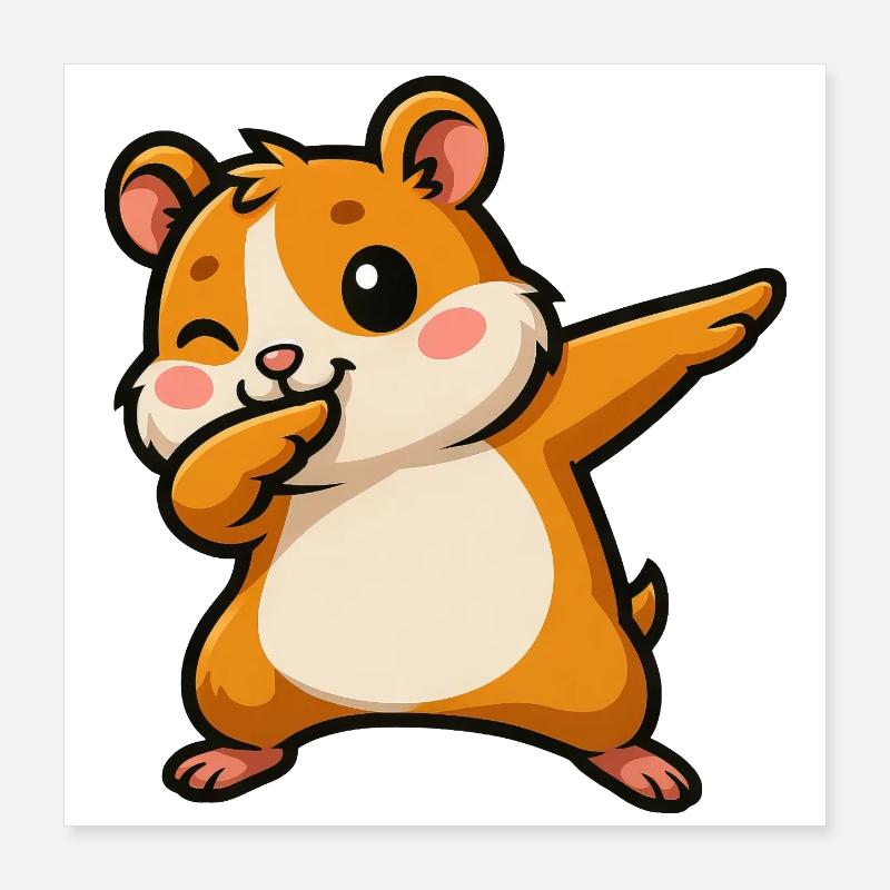 Dessin animé mignon cochon d’Inde hamster Poster 40 x 40 cm