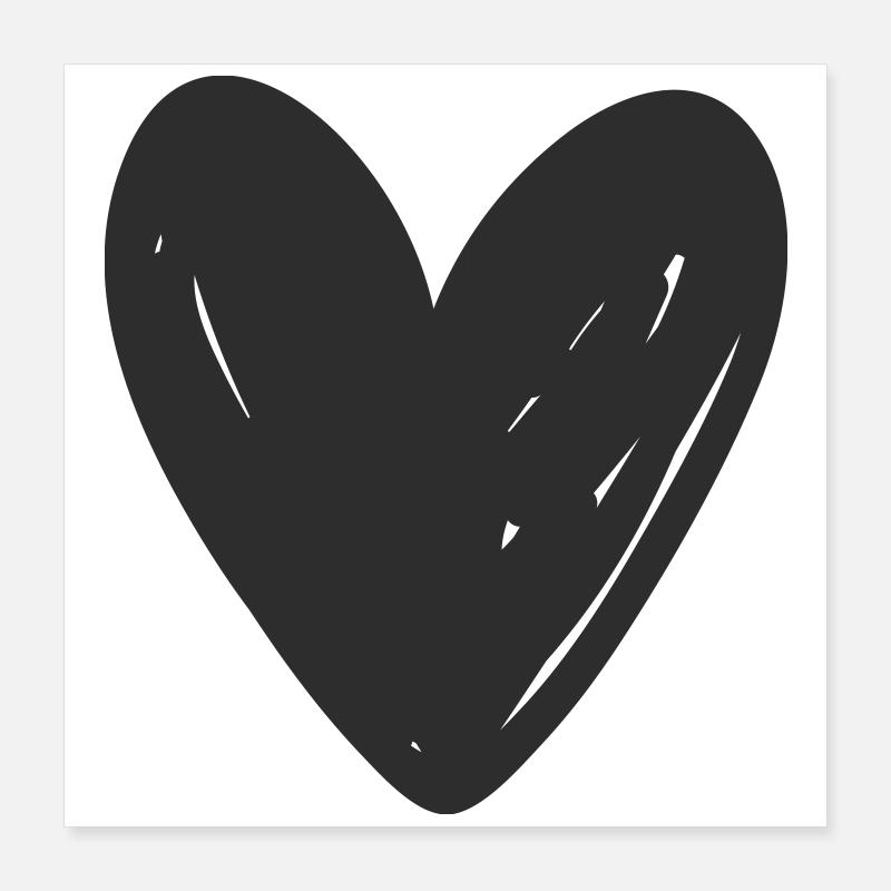 Hand Drawn Heart Sketch Design Poster 16" x 16" (40x40 cm)