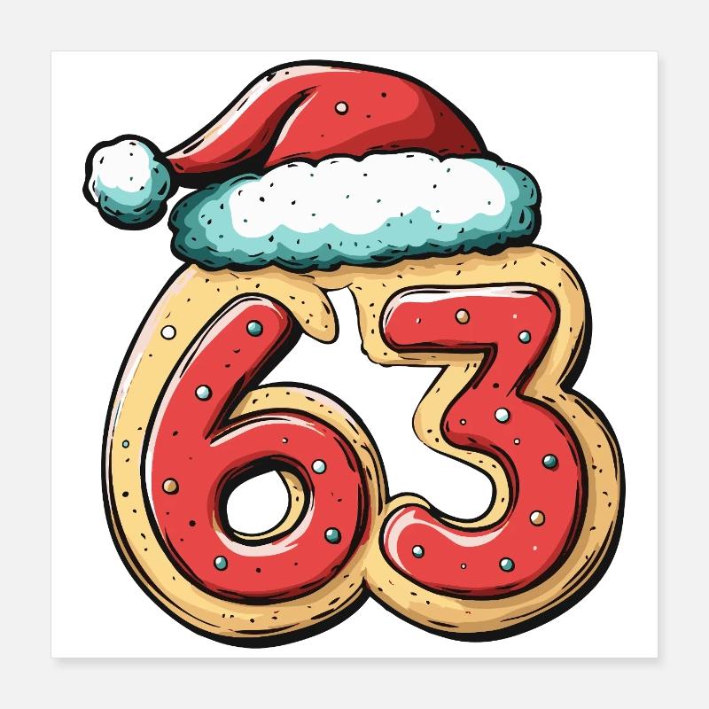 63 Number Biscuit Christmas Poster 16" x 16" (40x40 cm)