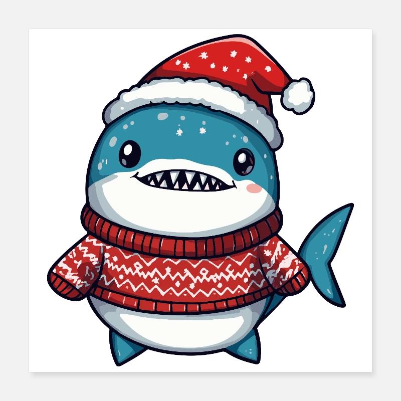 Noël de Requin Poster 40 x 40 cm
