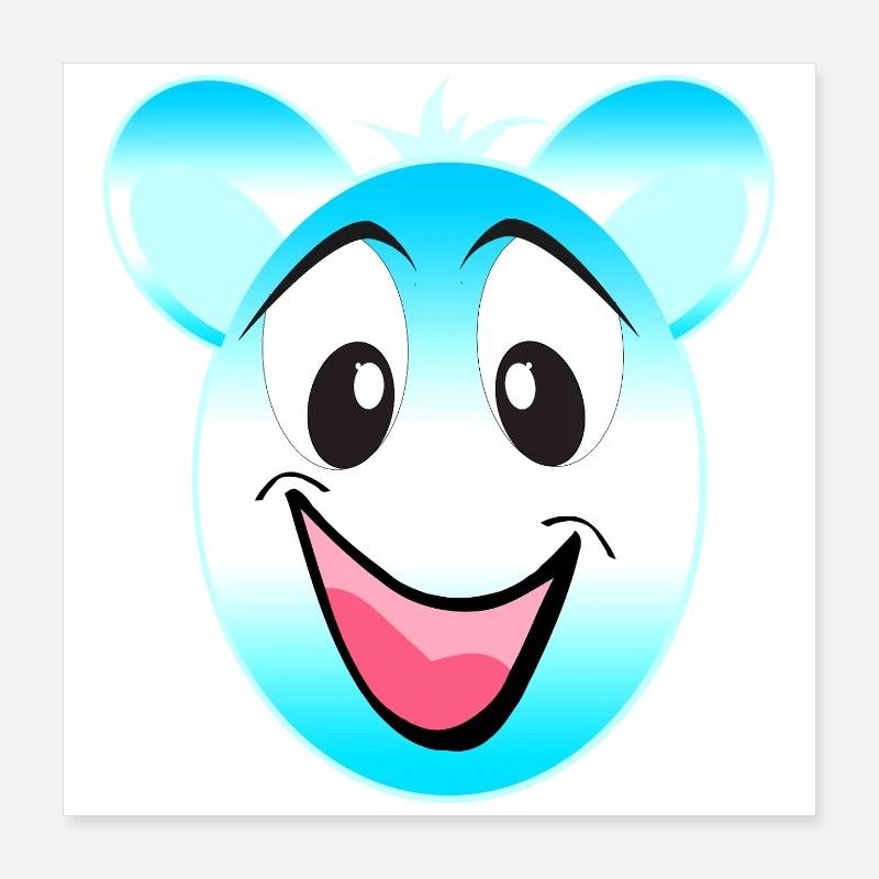Cheerful Blue White Bear Mascot Poster 16" x 16" (40x40 cm)