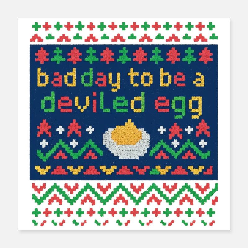 Deviled Egg Pixel Wortspiel, Weihnachtsessen-Liebhaber Poster 40x40 cm