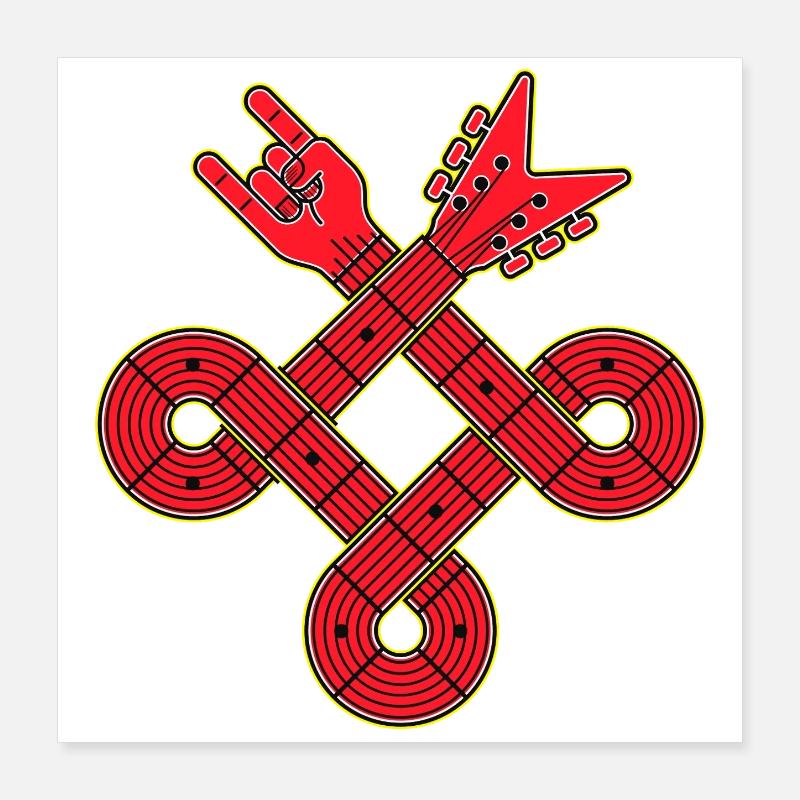 Nœud de guitare entrelacé Poster 40 x 40 cm
