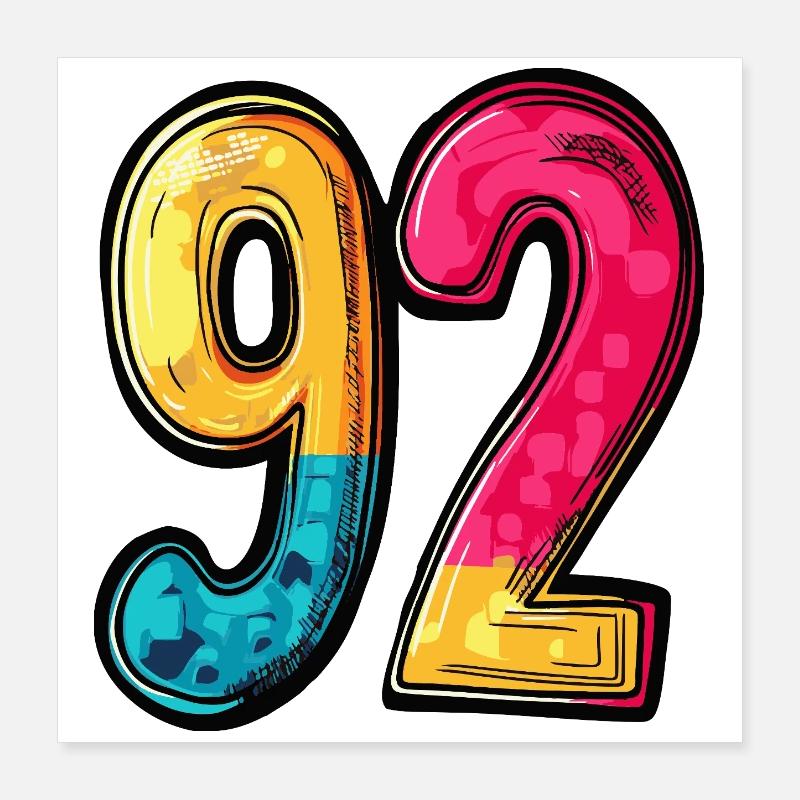 92 Nombre Coloré Poster 40 x 40 cm