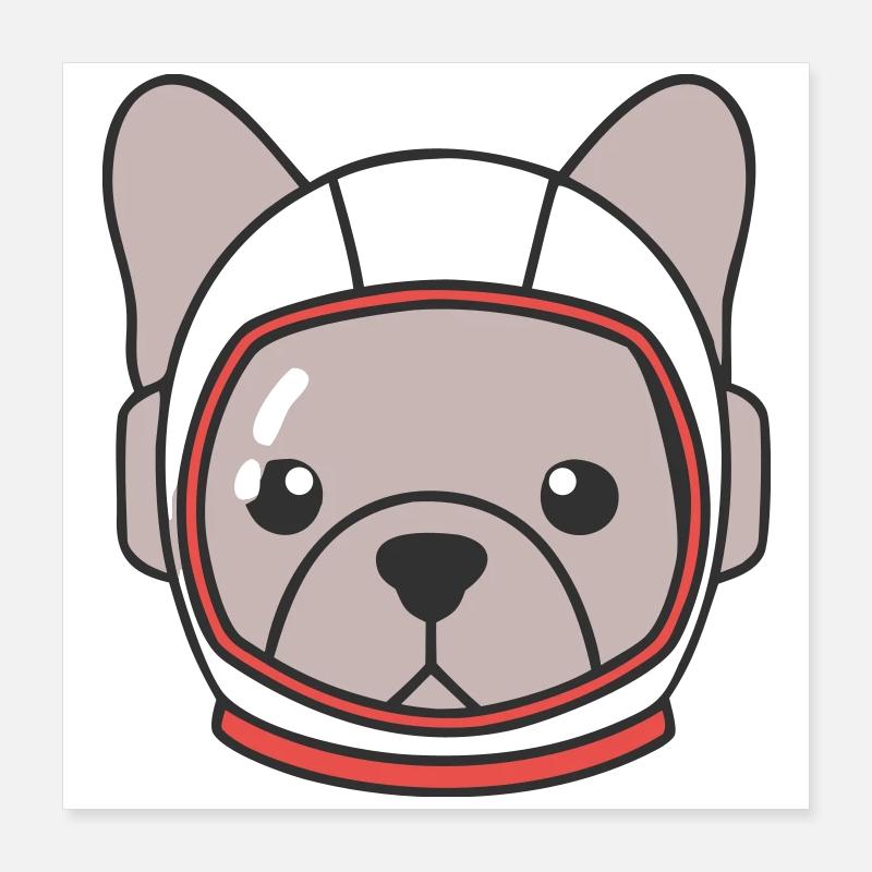 Frenchie Astronaut Helm Space Poster 40x40 cm