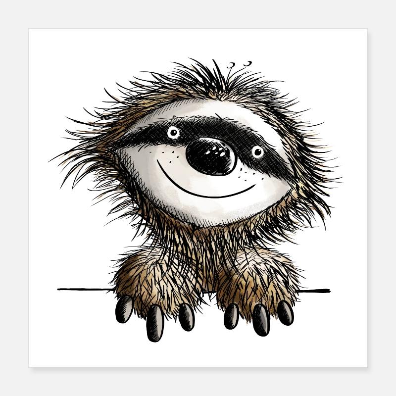 Smart Sloth - Sloths - Comic - Fun Poster 16" x 16" (40x40 cm)