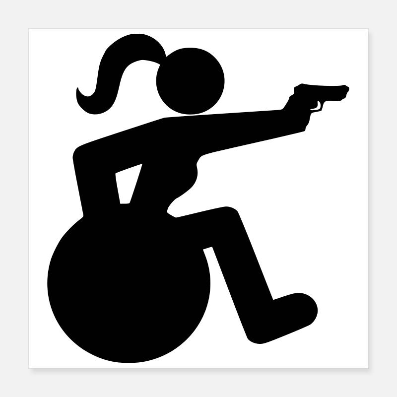 Schießen auf einen Rollstuhlfahrer. Paralympische Spiele # Poster 40x40 cm
