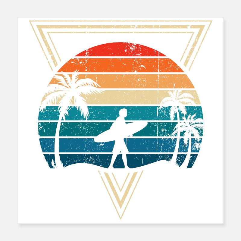 Surf au coucher du soleil et Palm Coast Poster 40 x 40 cm