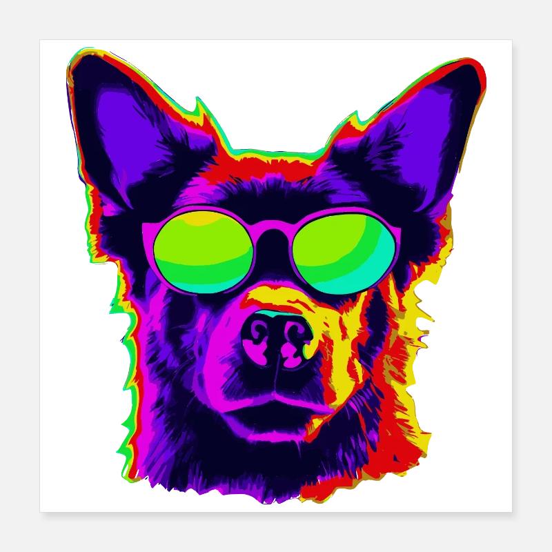 Stylischer Vierbeiner mit Sonnenbrille Poster 40x40 cm