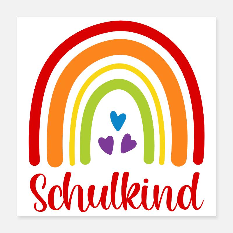Schulkind Regenbogen Schulanfang Einschulung 2026 Poster 40x40 cm