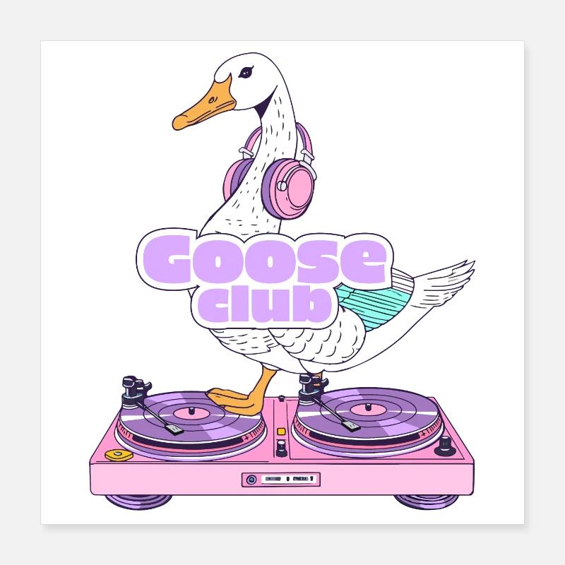 DJ Goose Club Illustration Poster 16" x 16" (40x40 cm)