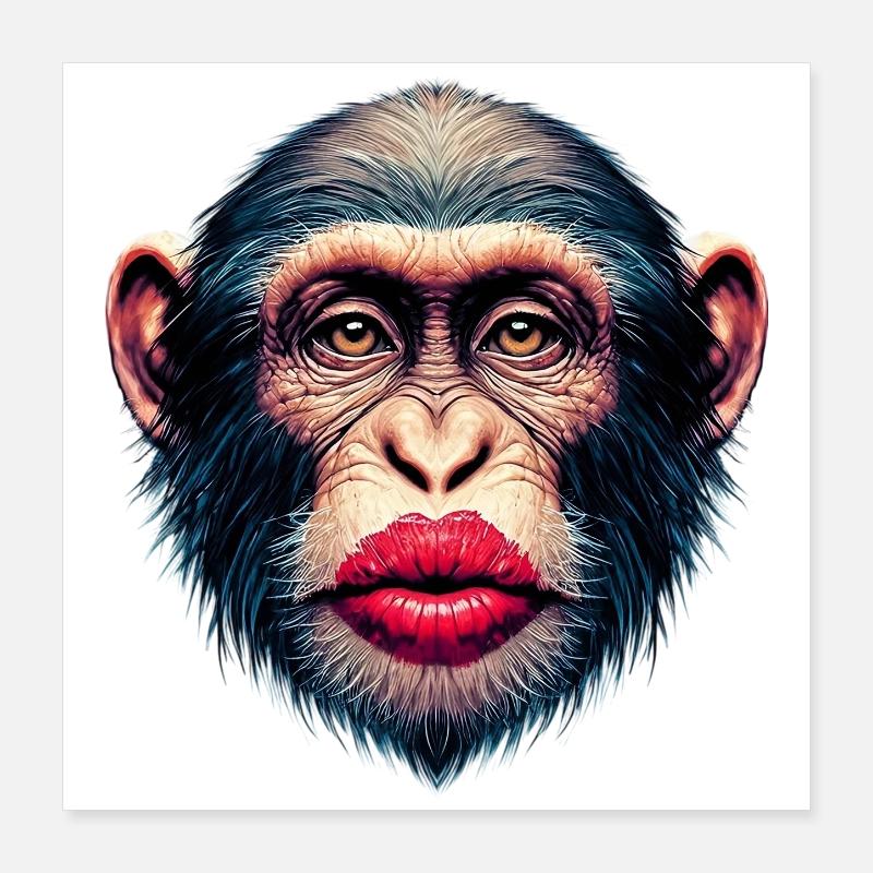 Affen-Kuss Poster 40x40 cm