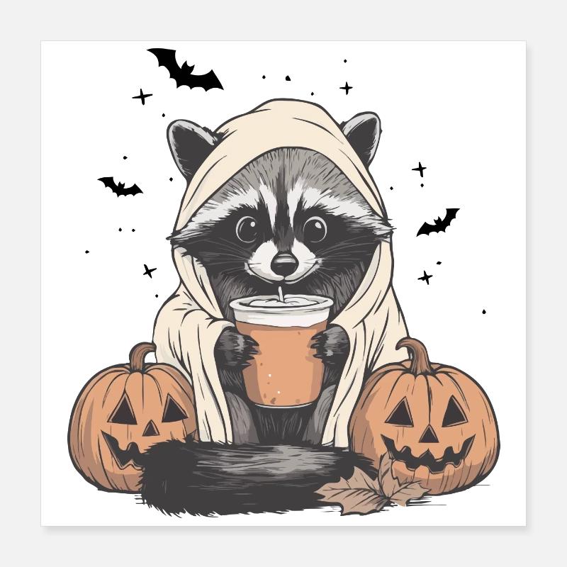 Halloween Pullover, Waschbär Halloween, Geschenk Poster 40x40 cm