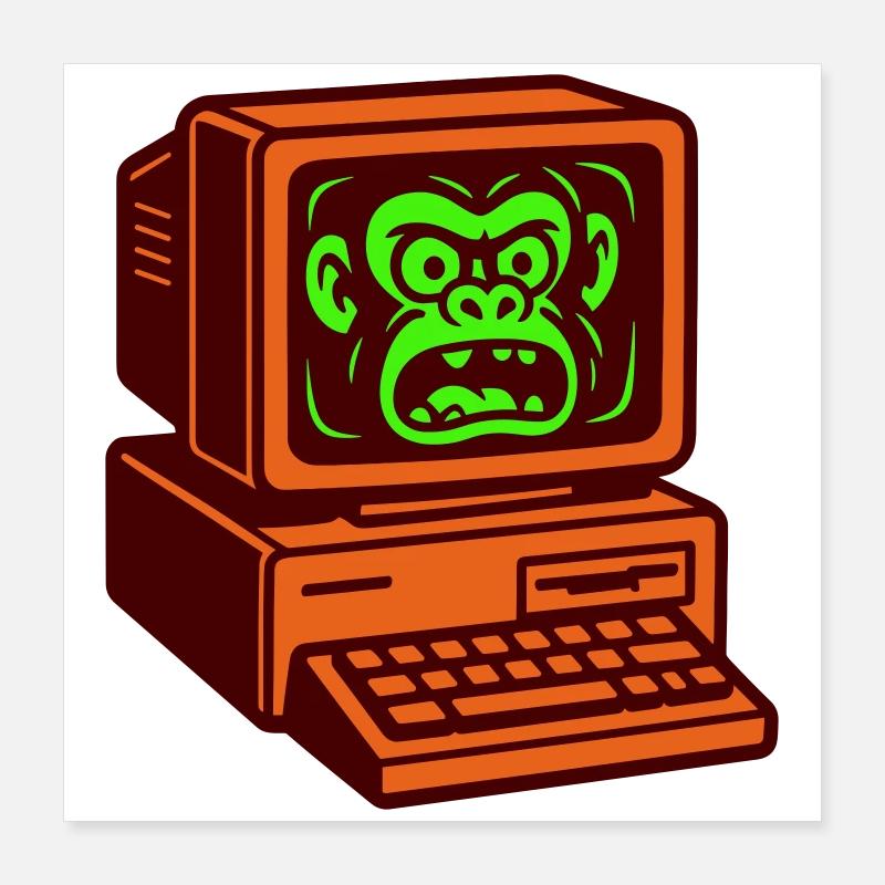 Computer-Affe Poster 40x40 cm