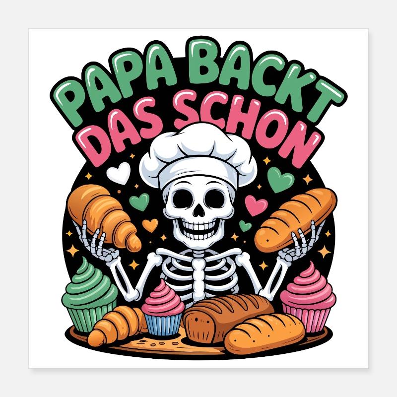 Papa prépare ce gentil chef squelette Poster 40 x 40 cm