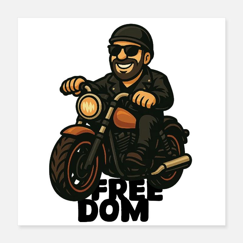 Casual Biker on Motorcycle Comic Poster 16" x 16" (40x40 cm)