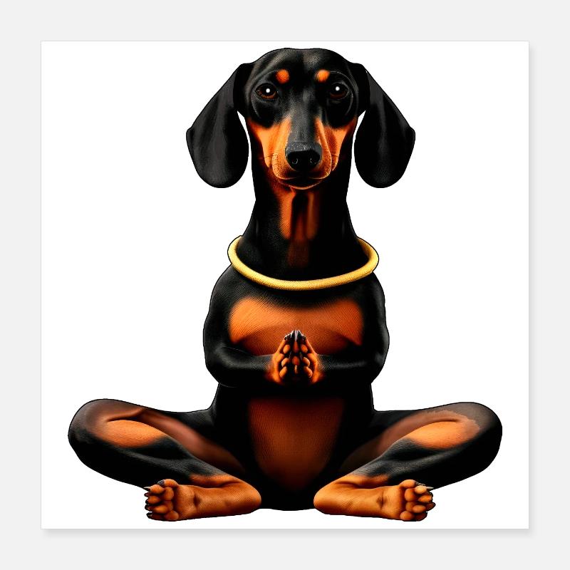Teckel de yoga Poster 40 x 40 cm