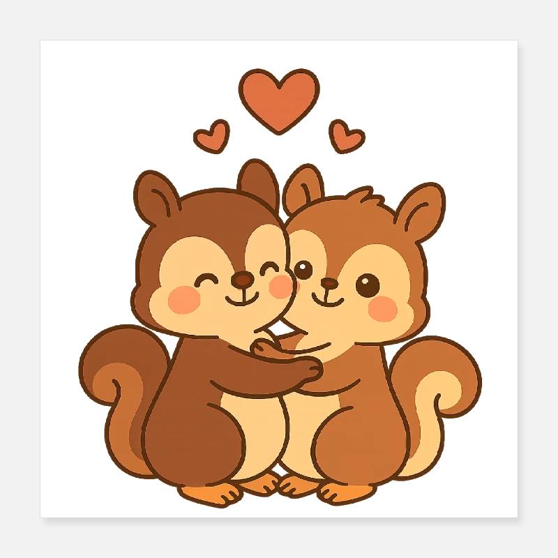 Eichhörnchen Paar Valentinstag Poster 40x40 cm
