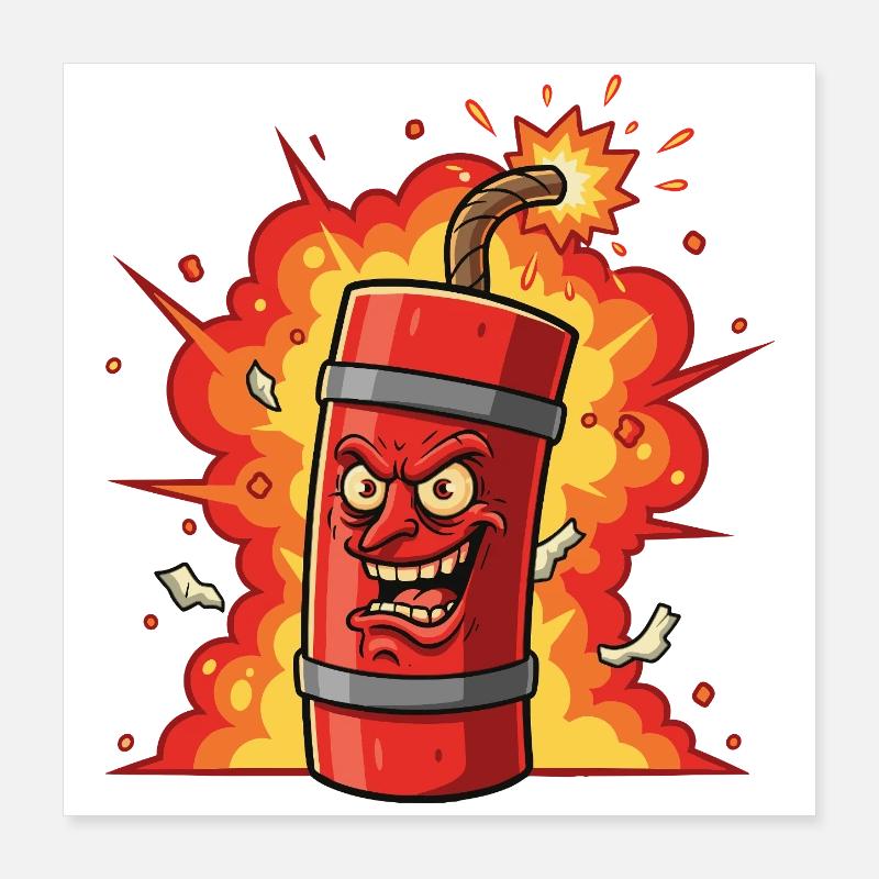 Popping Dynamite Cartoon Poster 16" x 16" (40x40 cm)
