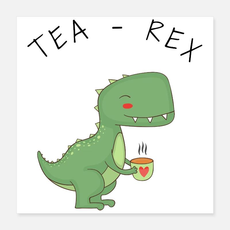 Lustige T-Rex-Teezeit Poster 40x40 cm