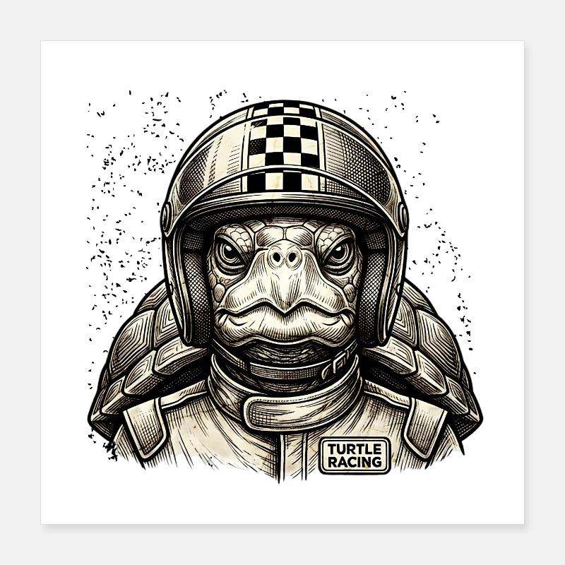 Fast Racing Turtle in a Vintage Comic Style Poster 16" x 16" (40x40 cm)