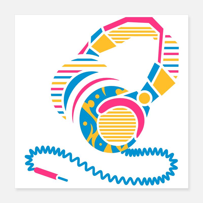 Headphones of patterns and stripes Poster 16" x 16" (40x40 cm)