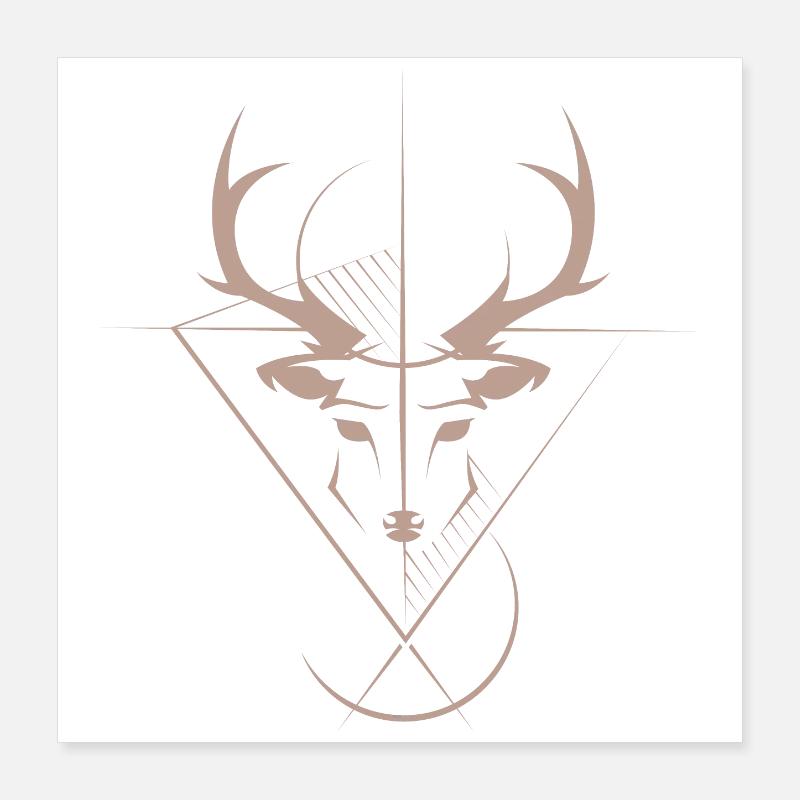 Hirsch Elch Symbol Logo icon Grafik Tiere Geweih Poster 40x40 cm