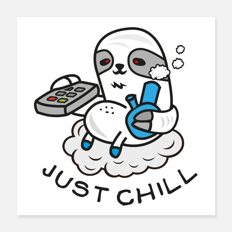 Sloth Sloth Sloth - Dessin BD - Bong Poster 40 x 40 cm