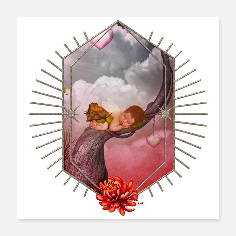 Mignon bébé fée endormi. Poster 40 x 40 cm