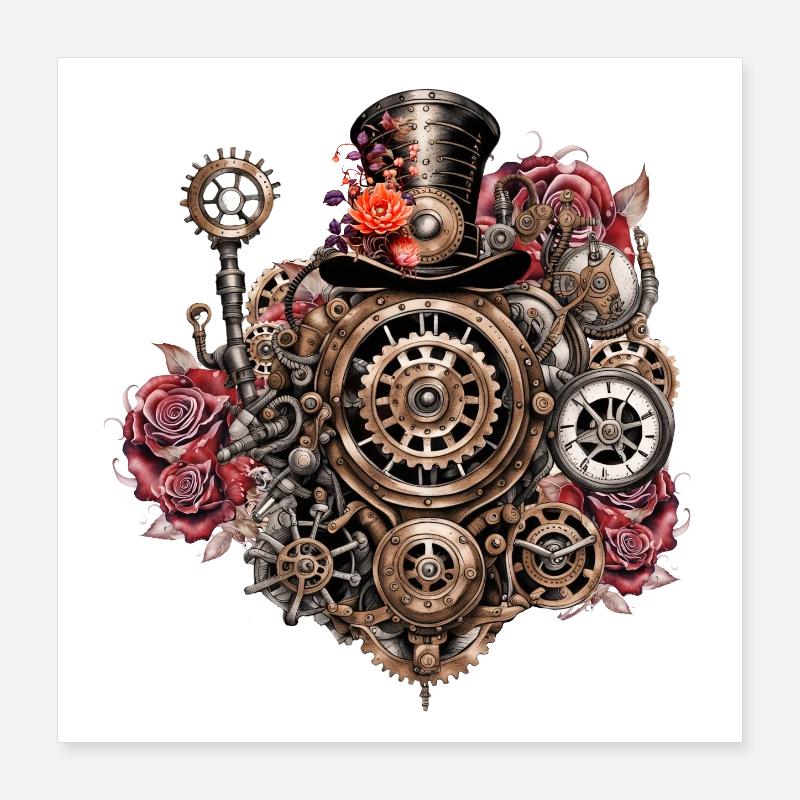 Wunderbares Steampunk-Design Poster 40x40 cm