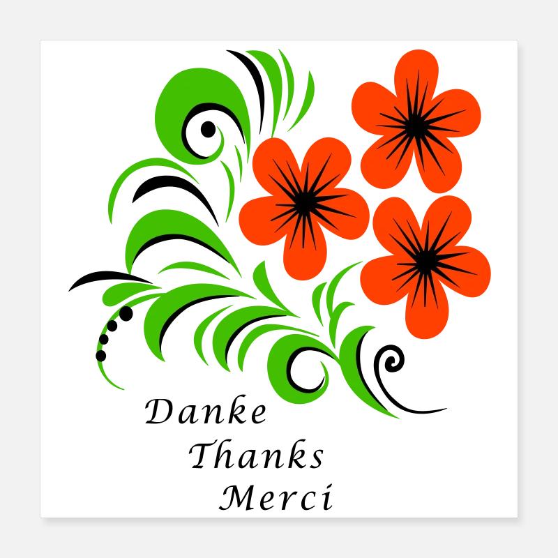 Danke Thanks Merci Poster 40x40 cm