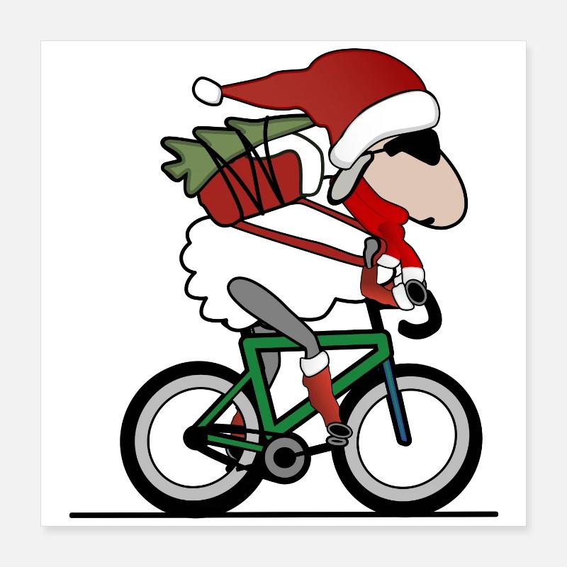 Noël à vélo Poster 40 x 40 cm