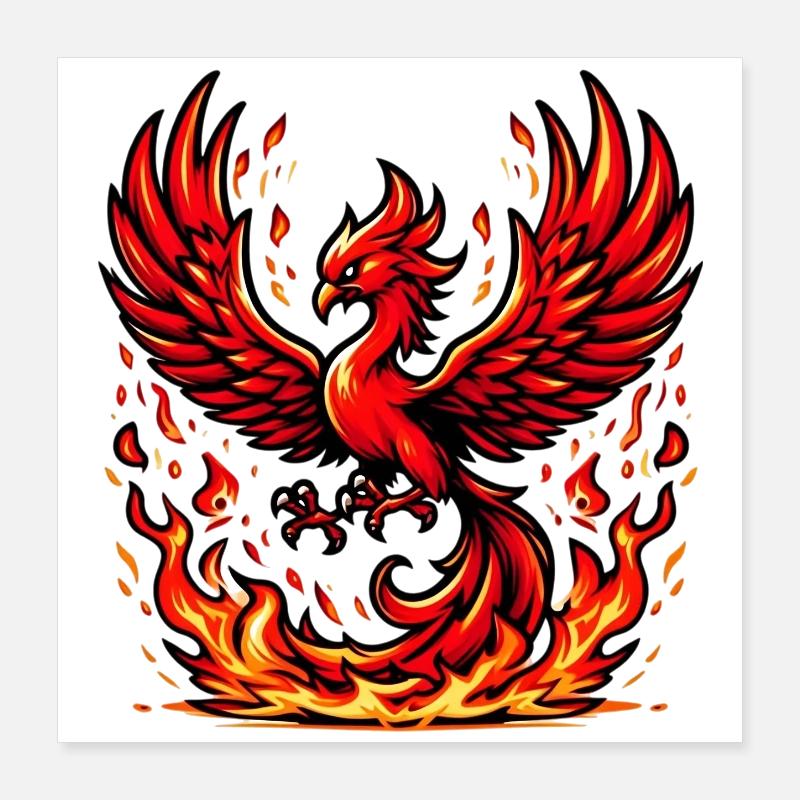Red Phoenix Poster 16" x 16" (40x40 cm)