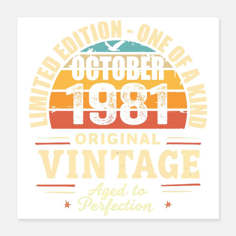 Rétro Octobre 1981 - birthday october 1981 Poster 40 x 40 cm
