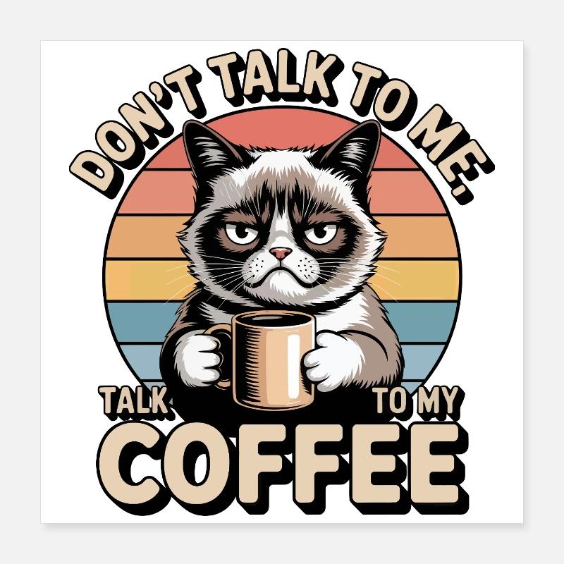 Café Moody Cat Poster 40 x 40 cm