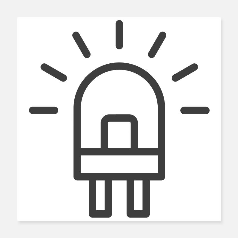 LED Light Bulb Line Icon Poster 16" x 16" (40x40 cm)