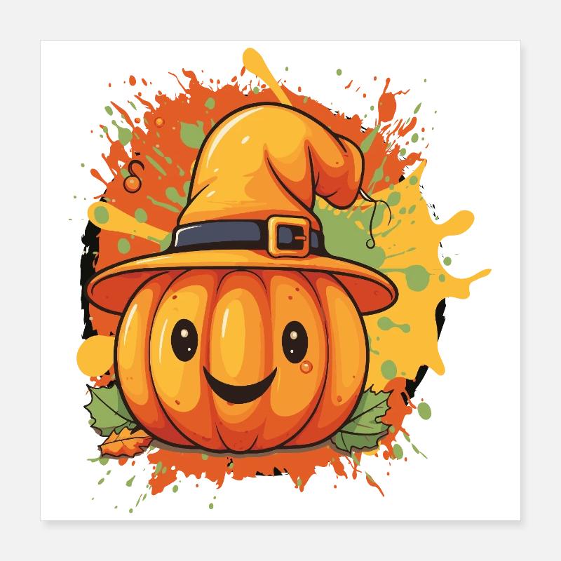 Citrouille Chapeau de Sorcière Fun Design Poster 40 x 40 cm