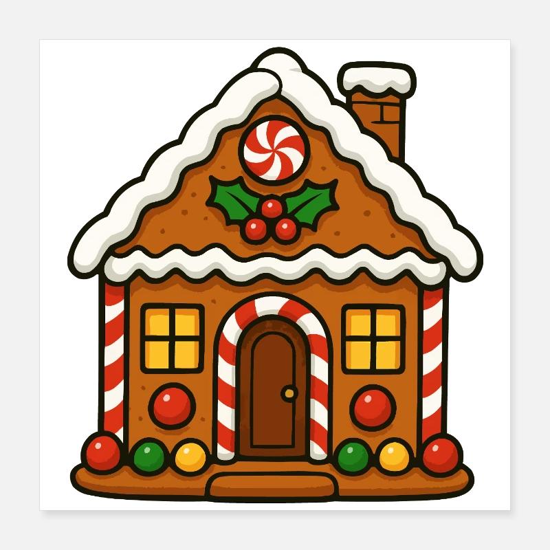 Gingerbread house with candy cane motif Poster 16" x 16" (40x40 cm)