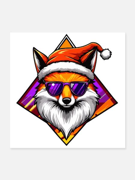 Fox Santa Swag - Poster 40 x 40 cm - blanc - Devant