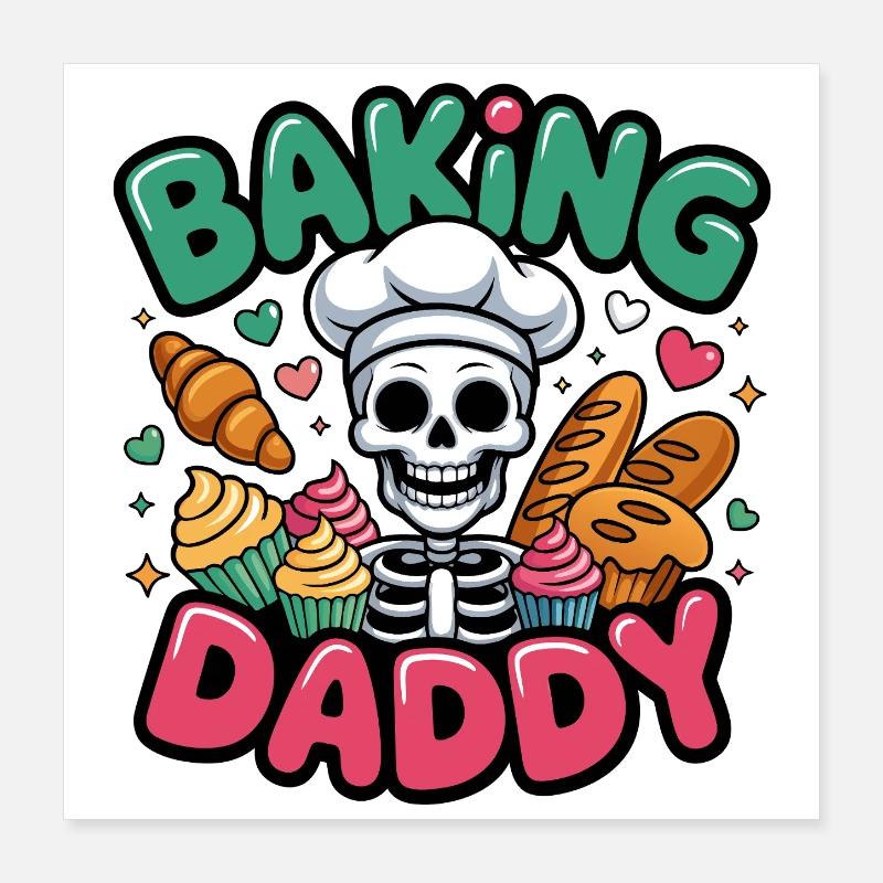 Baking Daddy Totenkopfkoch Poster 40x40 cm