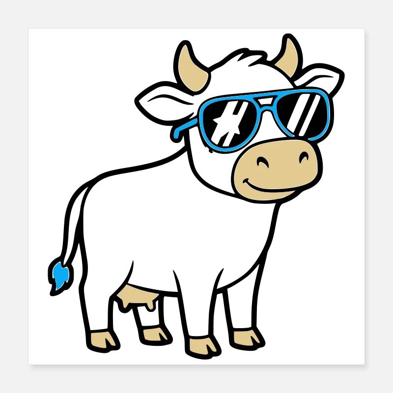 Lunettes de soleil Cool Cow Casual Vector Poster 40 x 40 cm