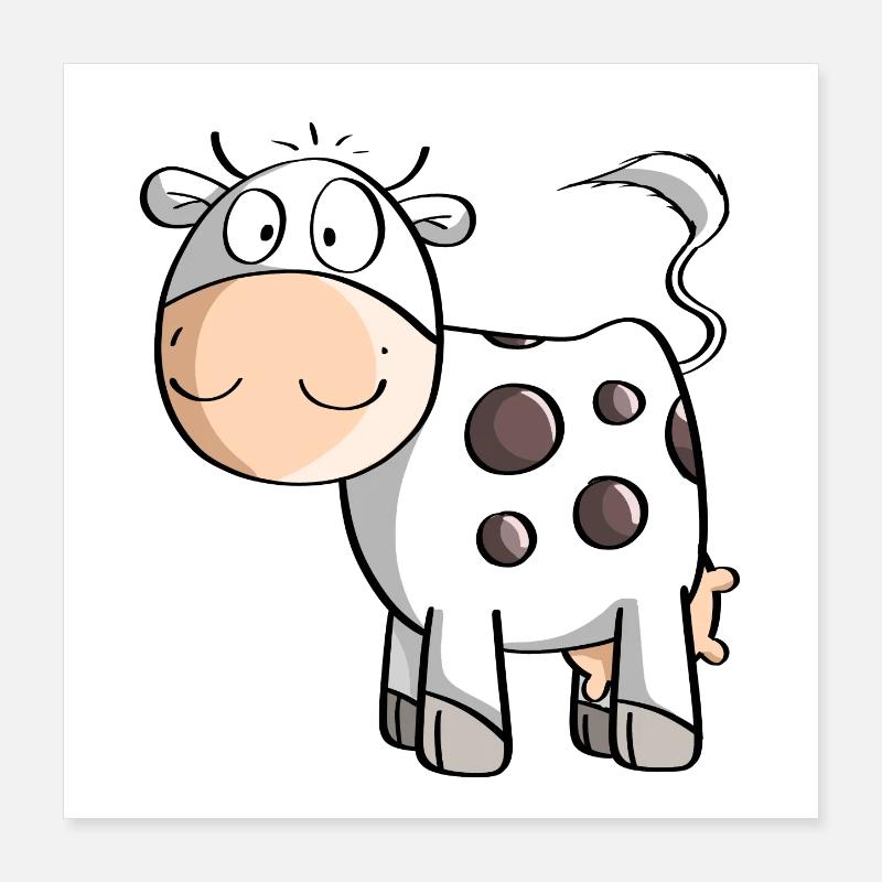 Funny Dotted Cow - Cows - Comic - Kids Poster 16" x 16" (40x40 cm)