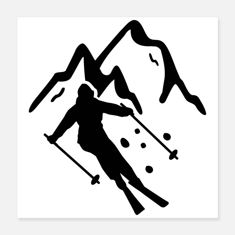 Skifahren Poster 40x40 cm