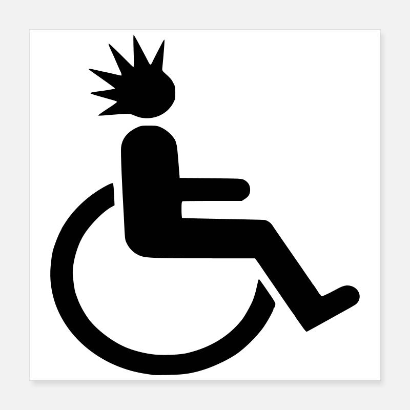Utilisateur d’un fauteuil roulant avec une coupe de cheveux punk # Poster 40 x 40 cm