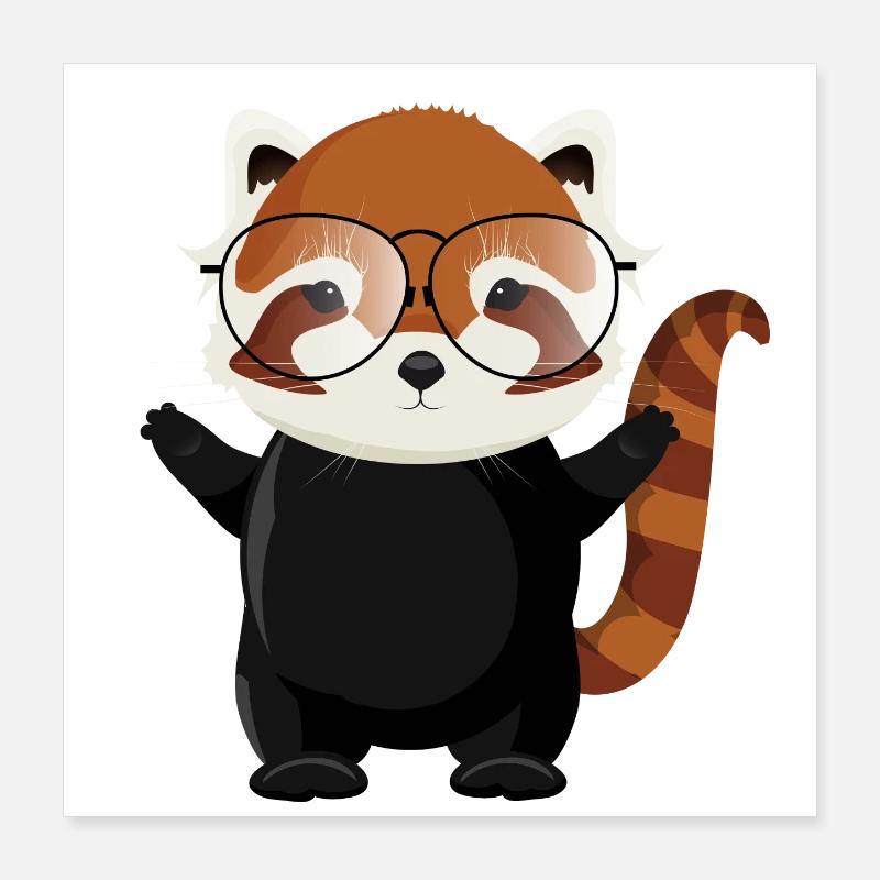 witziger roter Panda Bär mit Nerd Brille Poster 40x40 cm