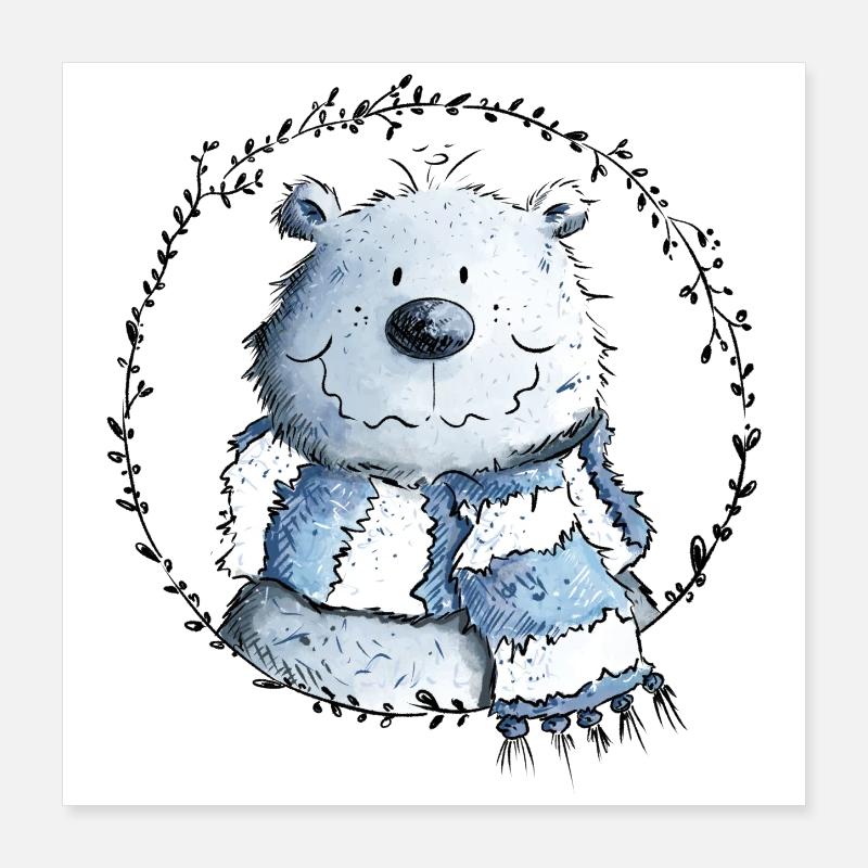 Drolliger Eisbär Mit Schal I Polarbär I Bär Poster 40x40 cm