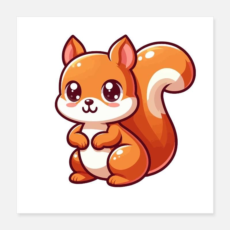 Kawaii Eichhörnchen Poster 40x40 cm