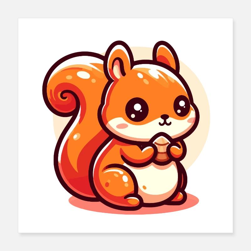 Süßes Eichhörnchen frisst einen Samen Poster 40x40 cm