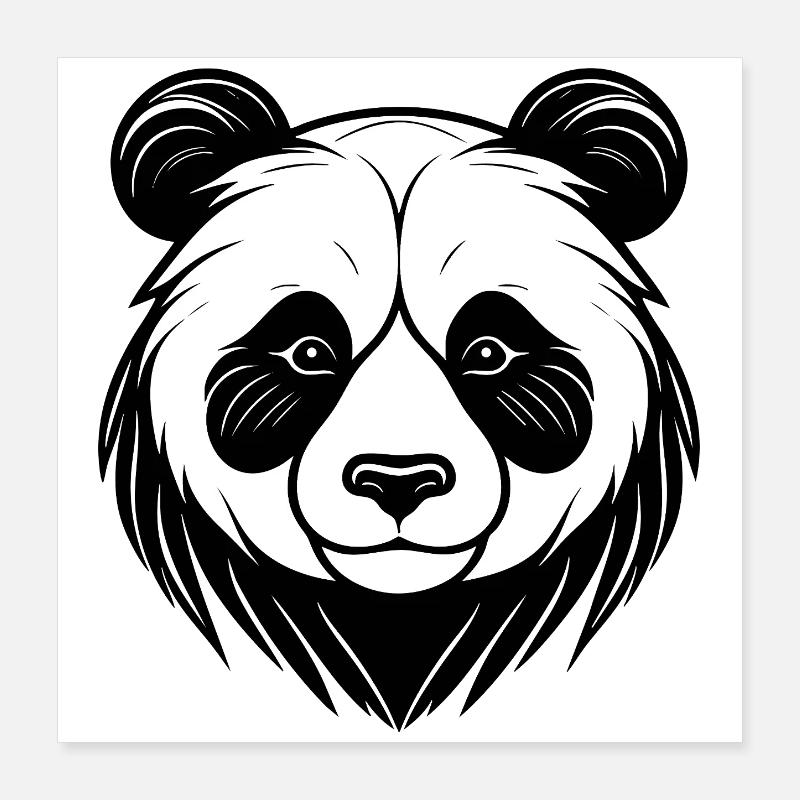 Conception artistique du visage de panda Poster 40 x 40 cm