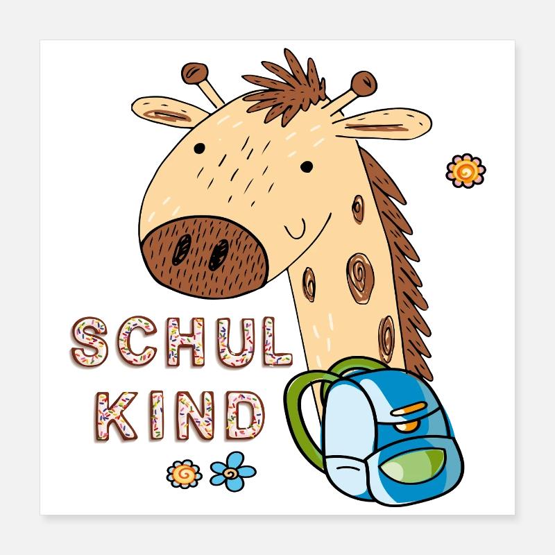 Niedlicher Giraffen-Schulanfang-Design Poster 40x40 cm